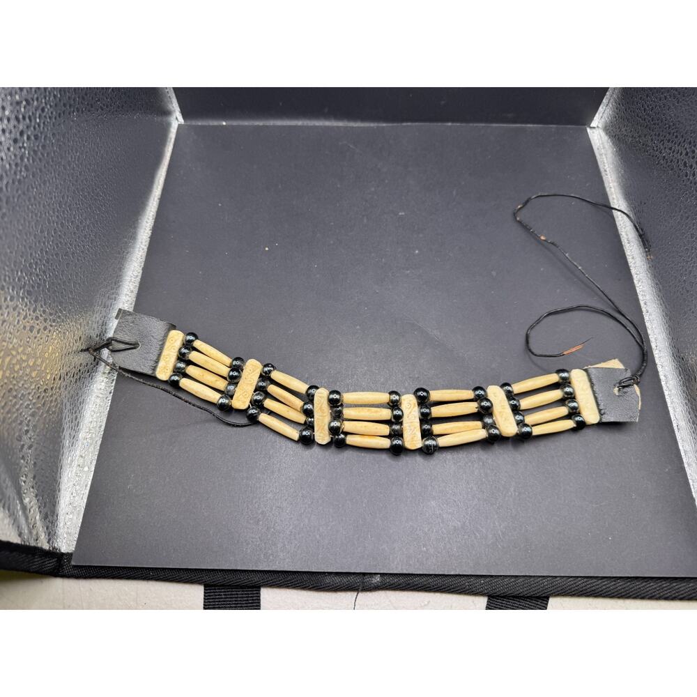 Native American Buffalo Bone Hairpipe Tribal Choker Traditional 4 Row Necklace